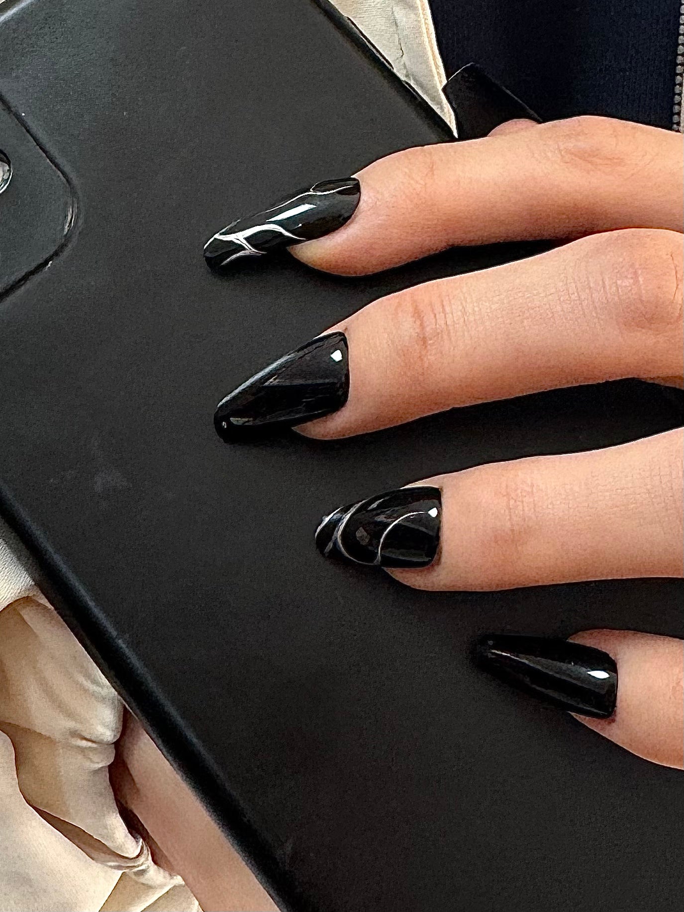 Black silver metal cool high-end pressonnail