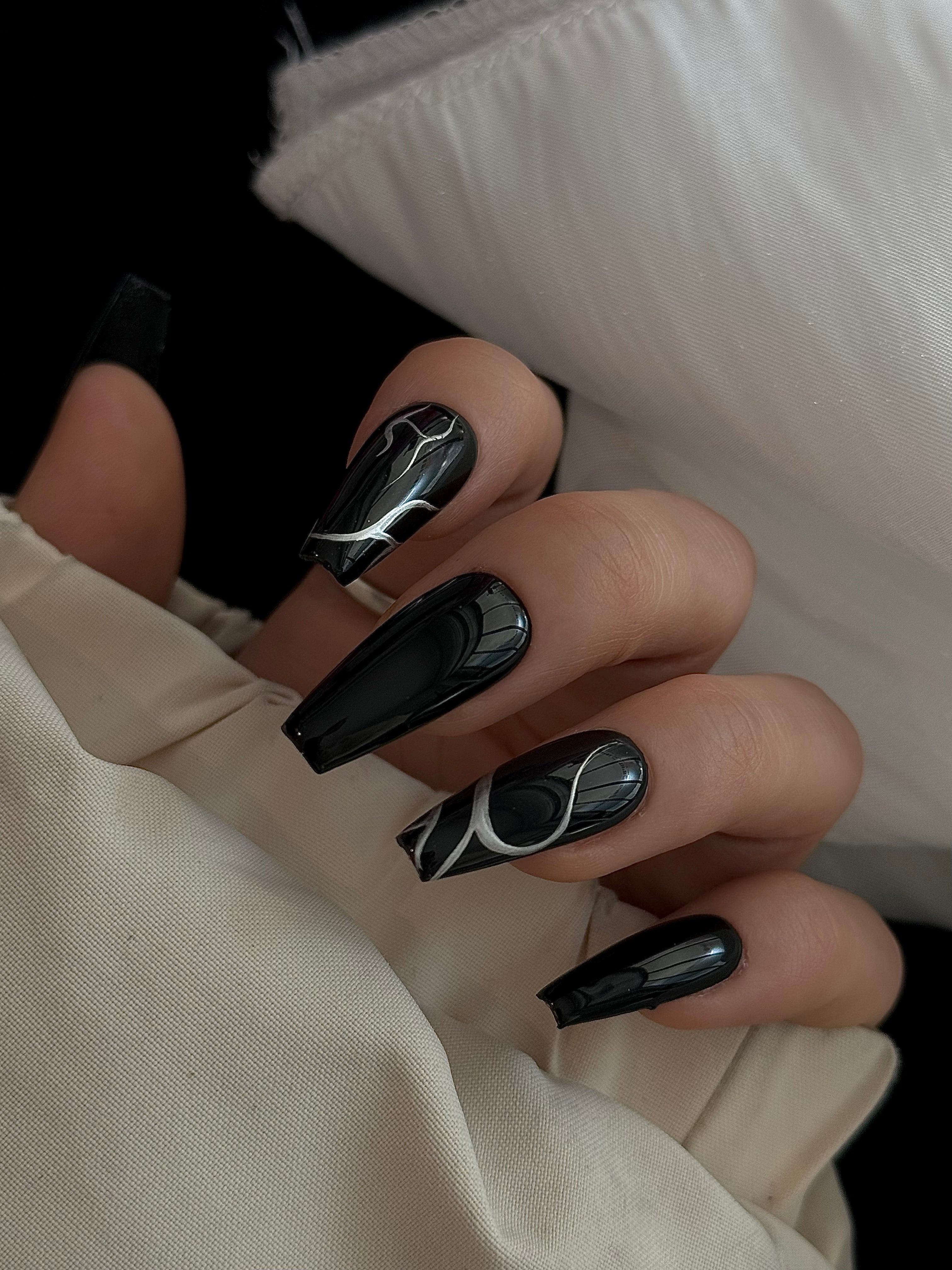 Black silver metal cool high-end pressonnail