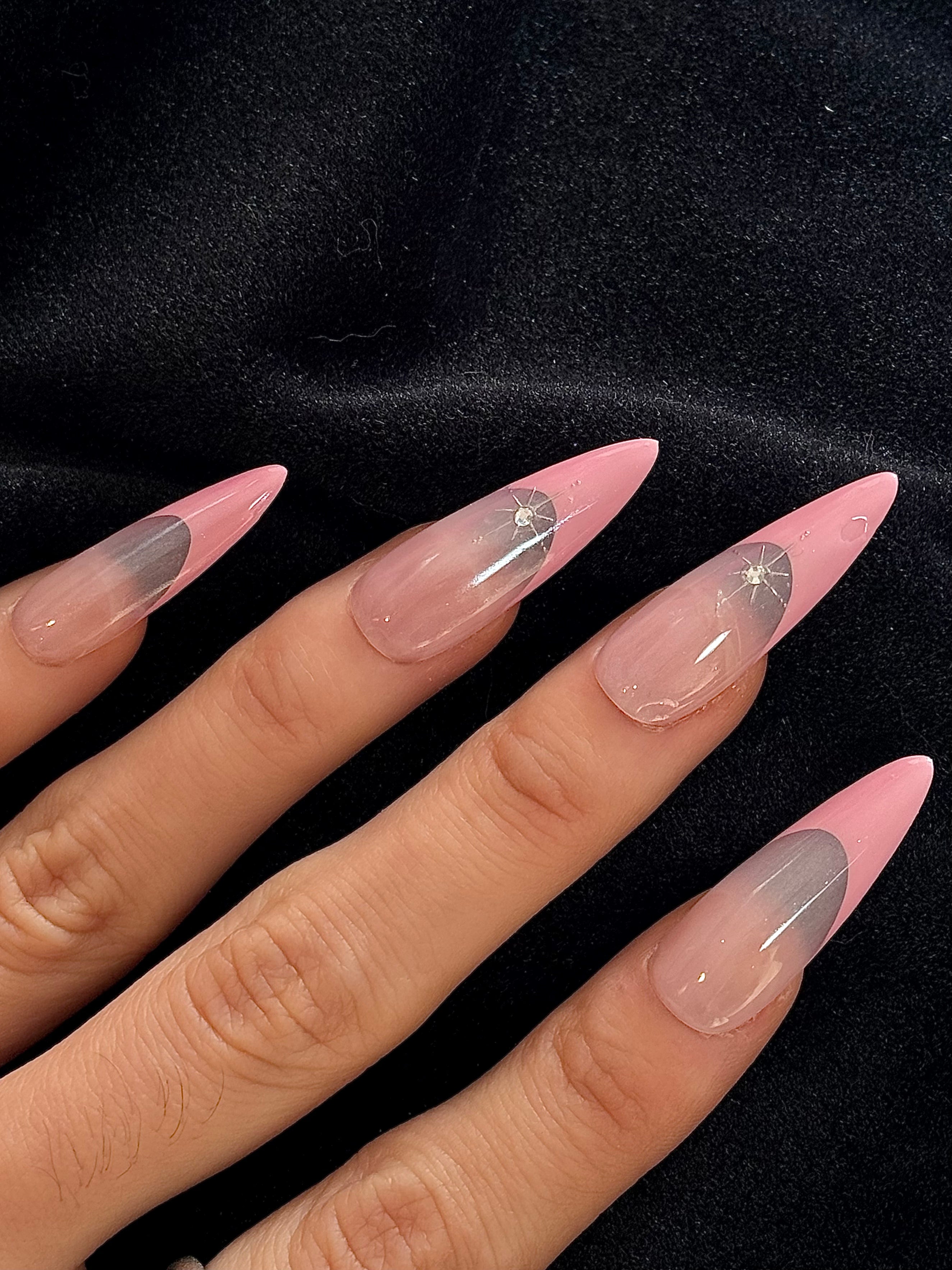 Pink French Solar System pressonnail