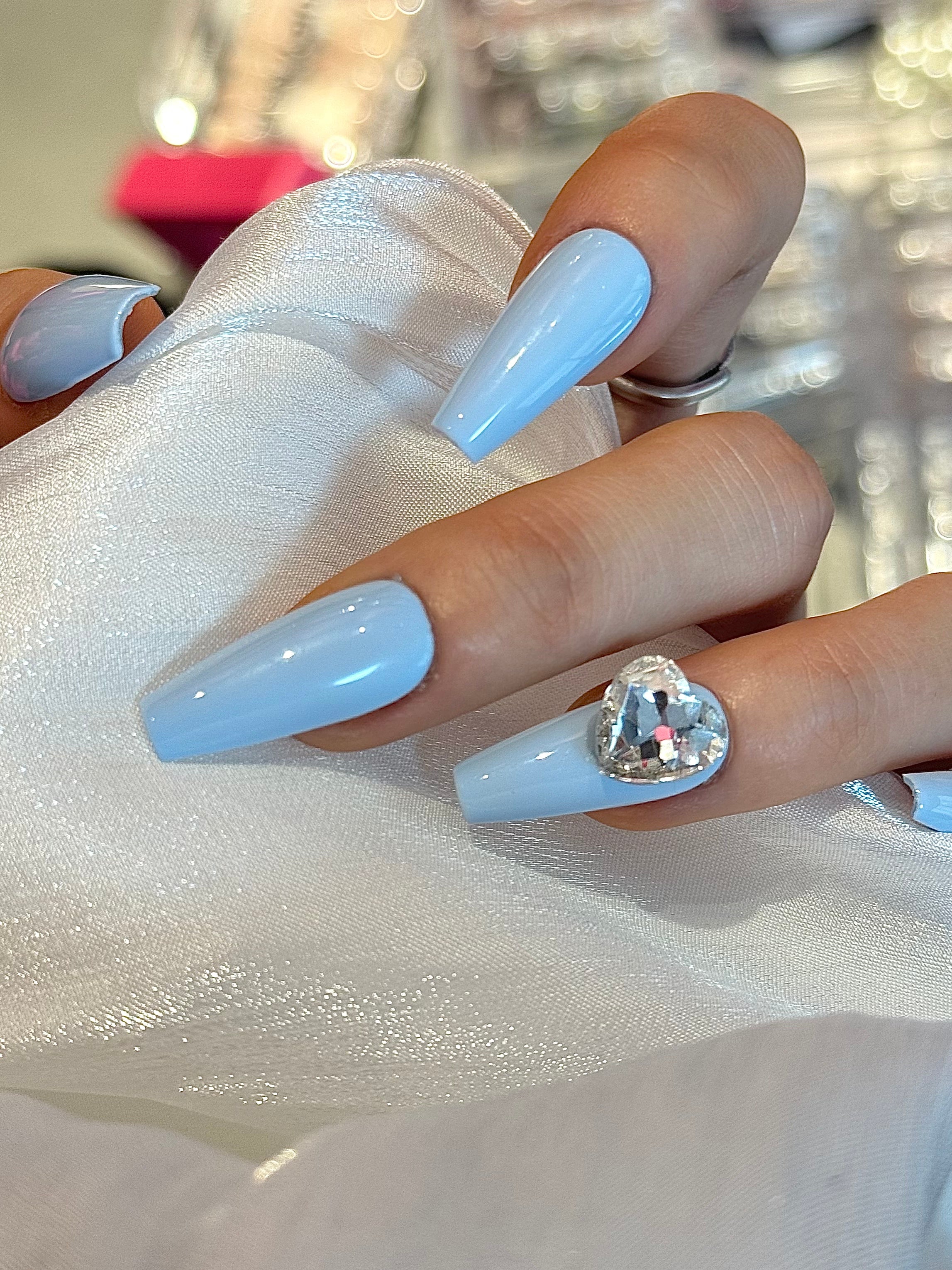 Baby Blue Solid Color Love Diamond pressonnal