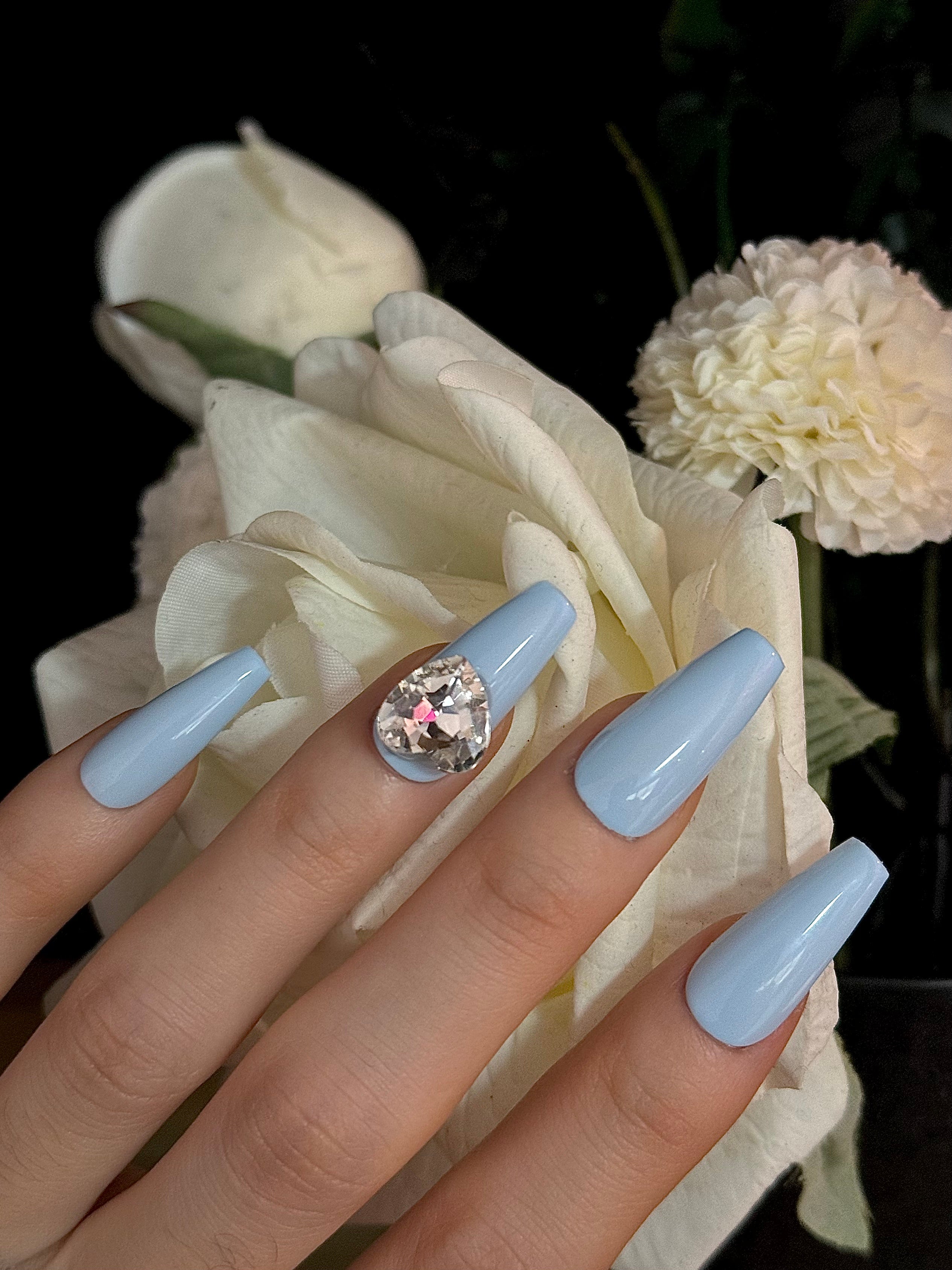 Baby Blue Solid Color Love Diamond pressonnal