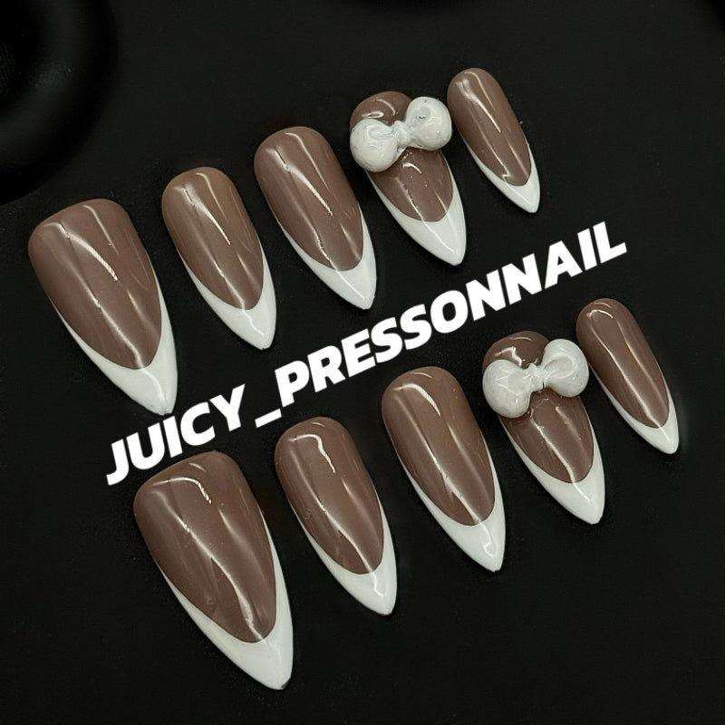 Bow French manicure - JUICY Pressonnail - 