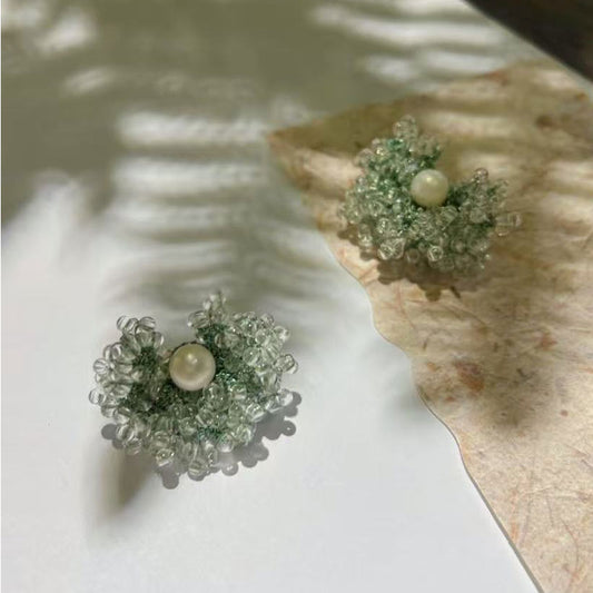 Green Handwoven Earrings