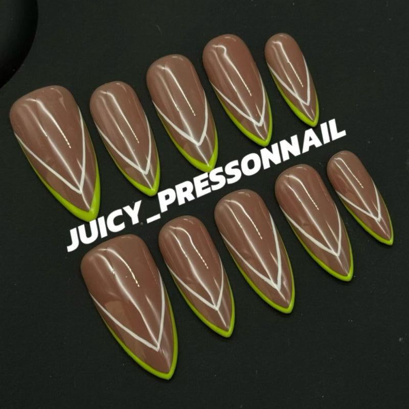 Green French Fresh Manicure - JUICY Pressonnail - 