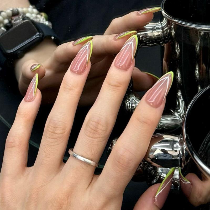 Green French Fresh Manicure - JUICY Pressonnail - 