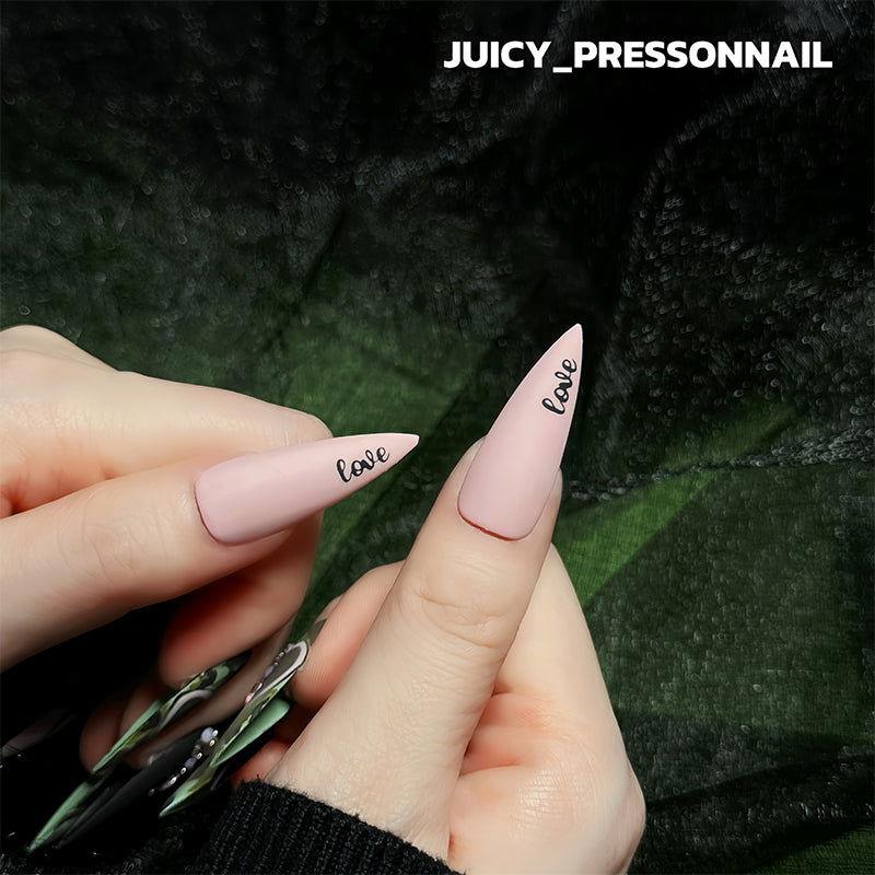 Pink  heart  camouflage 
 diamond pointed nail - JUICY Pressonnail - 