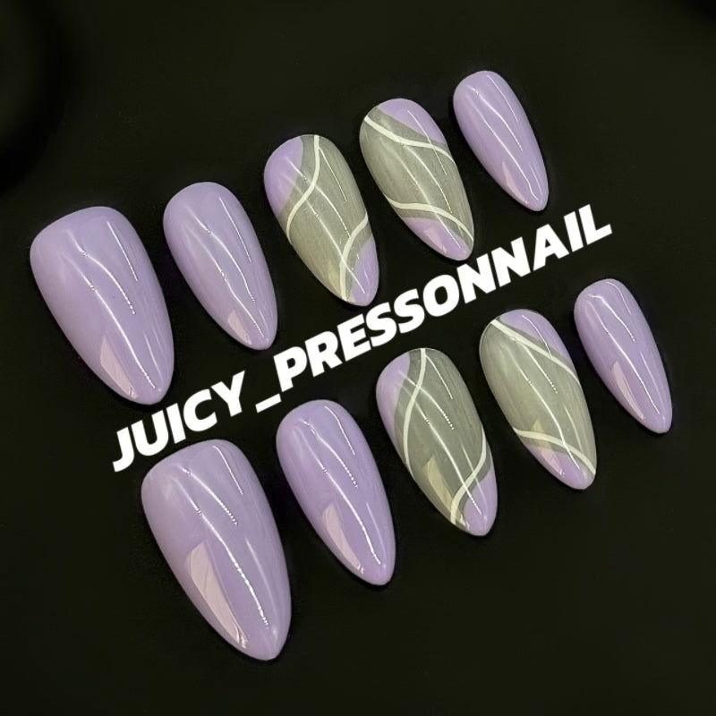 Purple and white lines on transparent background - JUICY Pressonnail - 