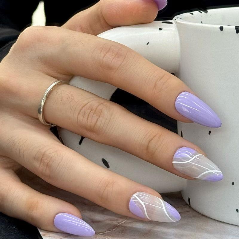 Purple and white lines on transparent background - JUICY Pressonnail - 