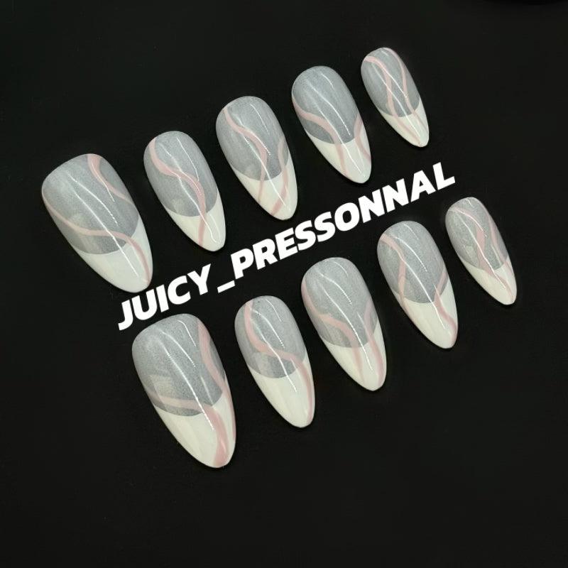 White French pink manicure - JUICY Pressonnail - 